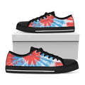 Orange And Blue Tie Dye Print Black Low Top Sneakers