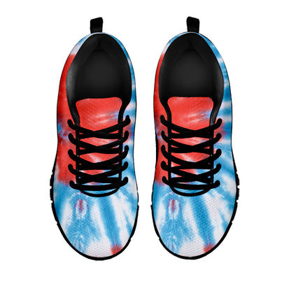 Orange And Blue Tie Dye Print Black Sneakers