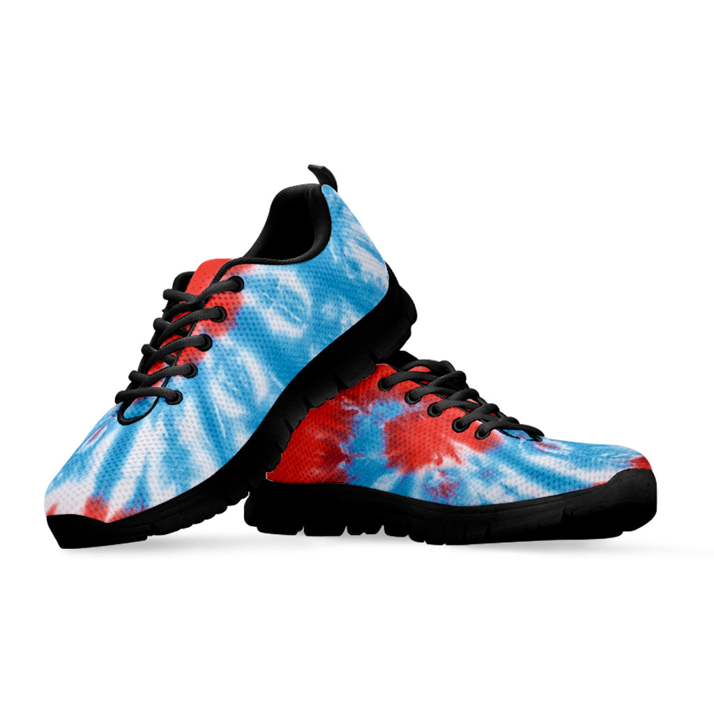 Orange And Blue Tie Dye Print Black Sneakers