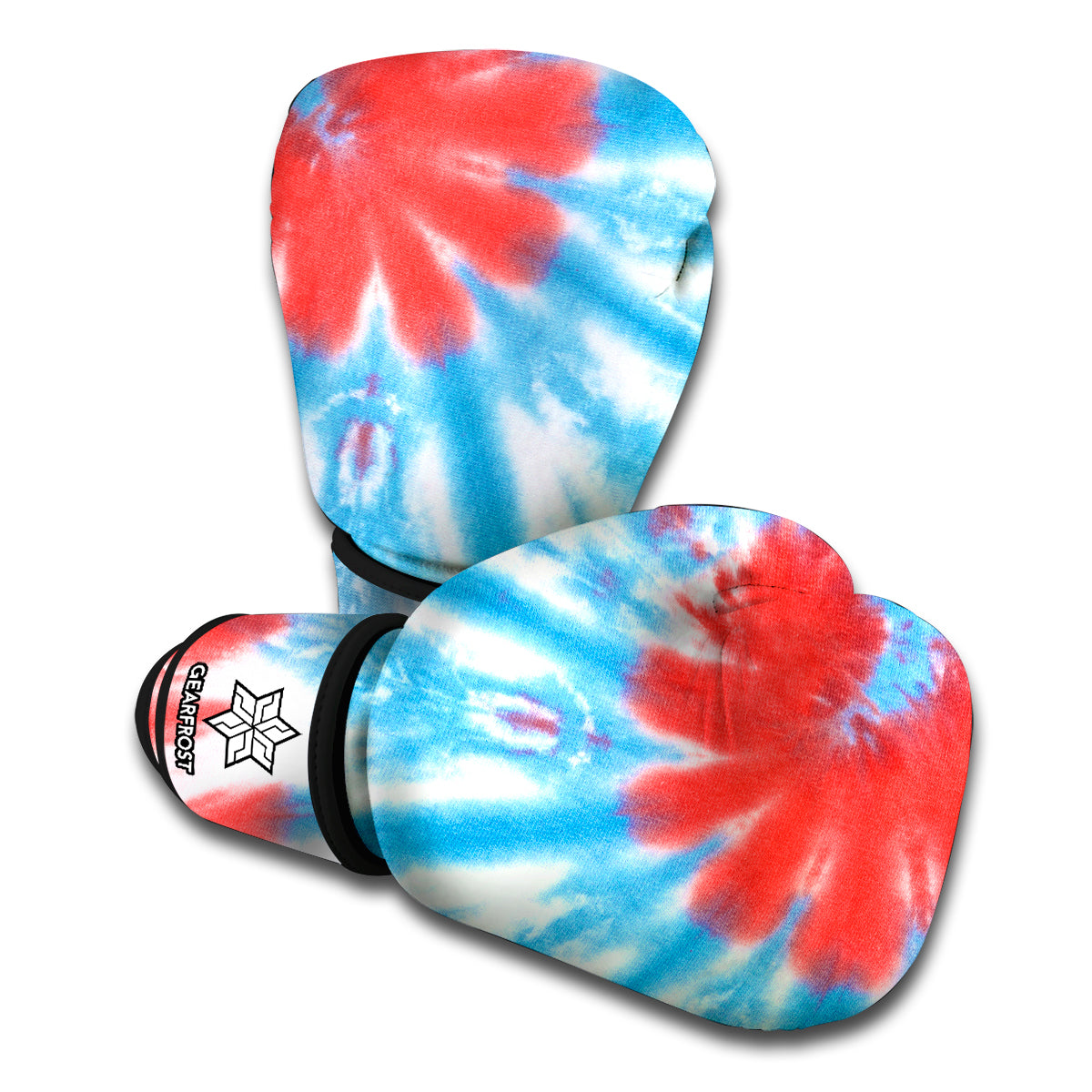 Orange And Blue Tie Dye Print Boxing Gloves