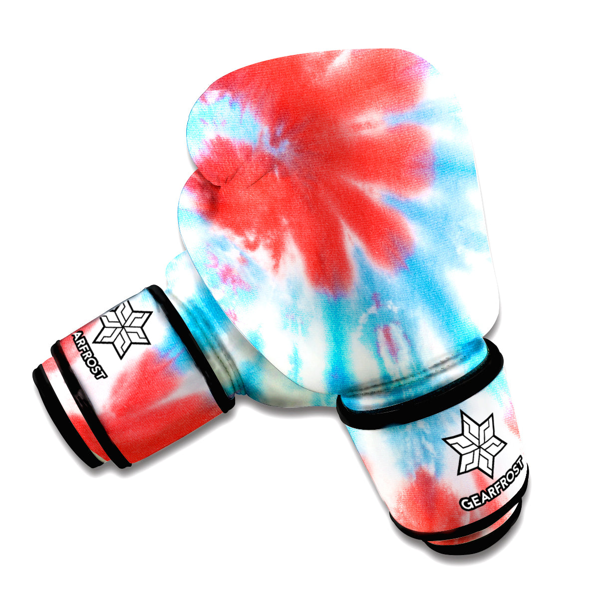 Orange And Blue Tie Dye Print Boxing Gloves