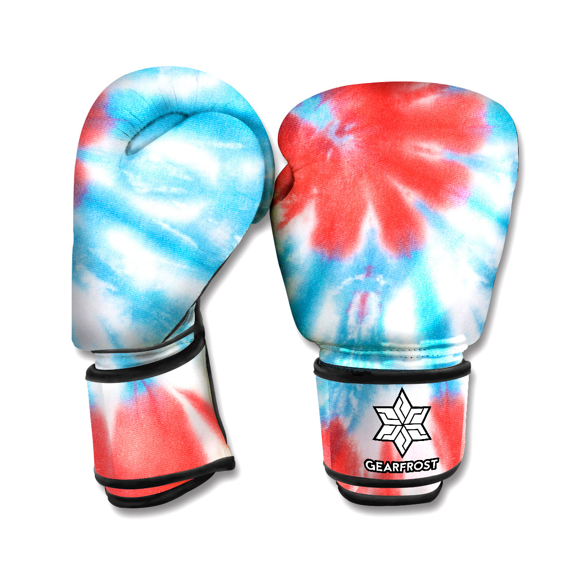Orange And Blue Tie Dye Print Boxing Gloves