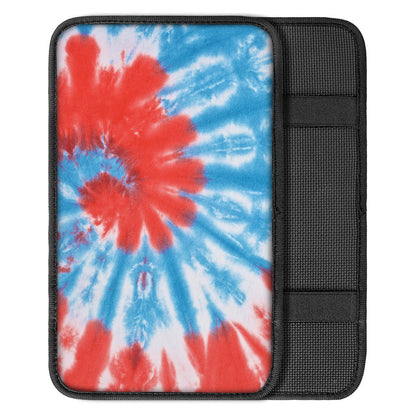 Orange And Blue Tie Dye Print Car Center Console Cover