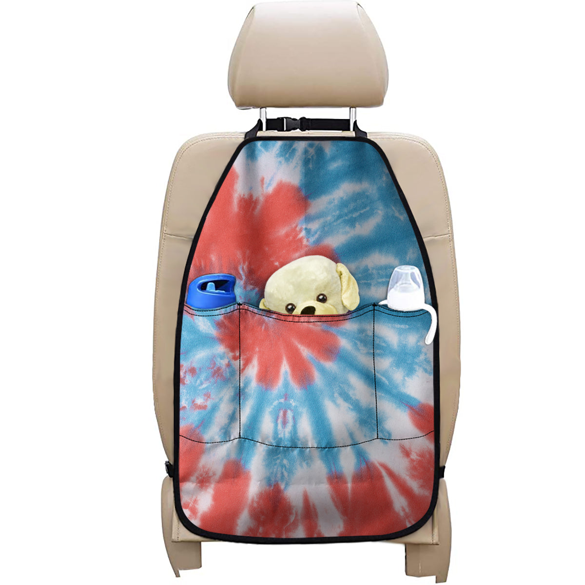 Orange And Blue Tie Dye Print Car Seat Organizers