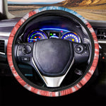 Orange And Blue Tie Dye Print Car Steering Wheel Cover