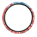 Orange And Blue Tie Dye Print Car Steering Wheel Cover