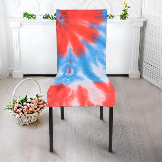 Orange And Blue Tie Dye Print Dining Chair Slipcover