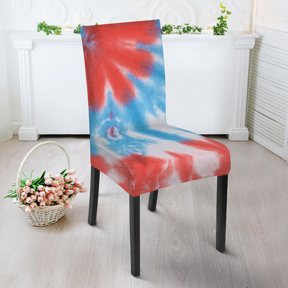 Orange And Blue Tie Dye Print Dining Chair Slipcover