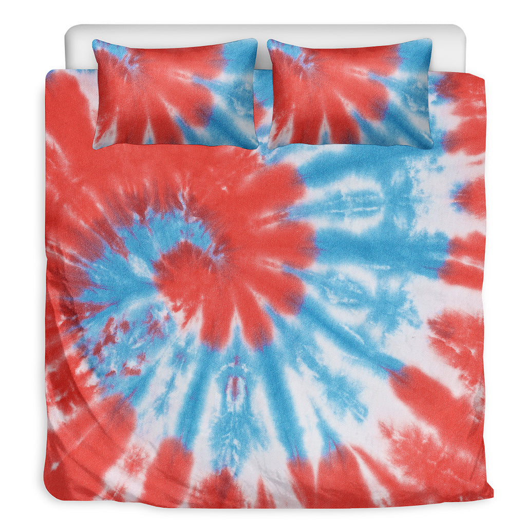 Orange And Blue Tie Dye Print Duvet Cover Bedding Set