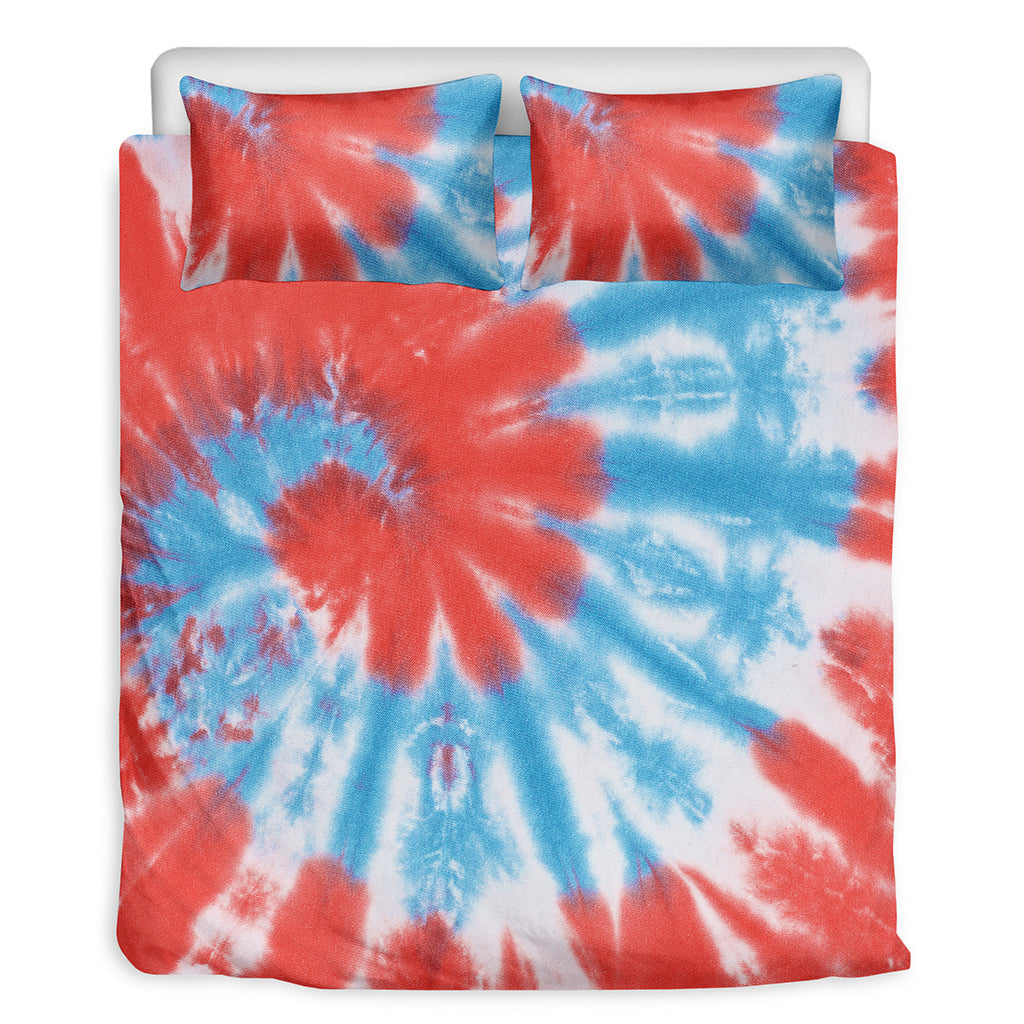 Orange And Blue Tie Dye Print Duvet Cover Bedding Set