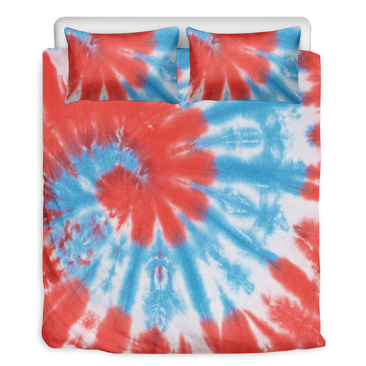 Orange And Blue Tie Dye Print Duvet Cover Bedding Set