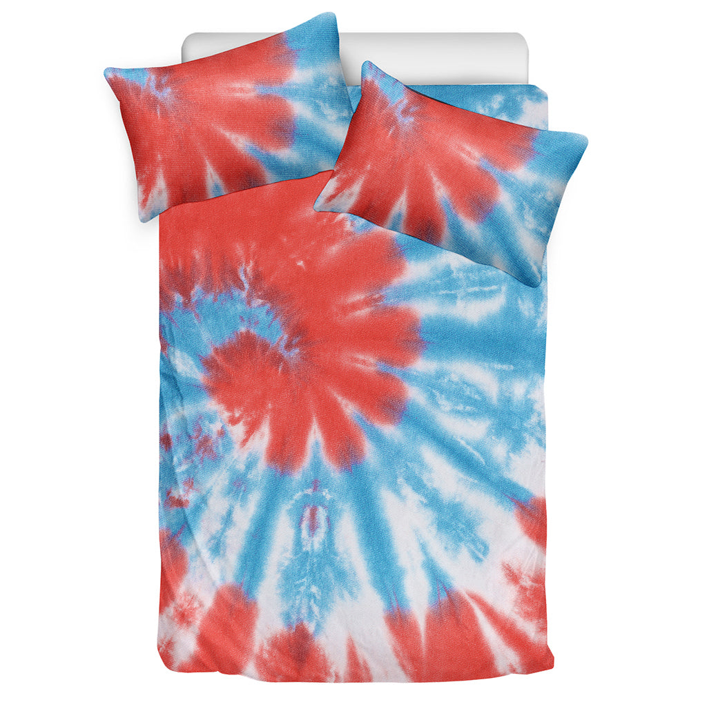 Orange And Blue Tie Dye Print Duvet Cover Bedding Set
