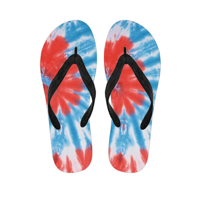 Orange And Blue Tie Dye Print Flip Flops