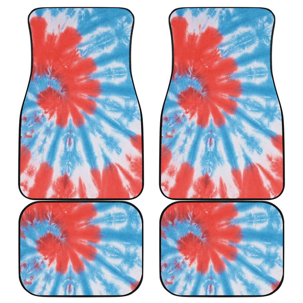 Orange And Blue Tie Dye Print Front and Back Car Floor Mats