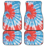 Orange And Blue Tie Dye Print Front and Back Car Floor Mats