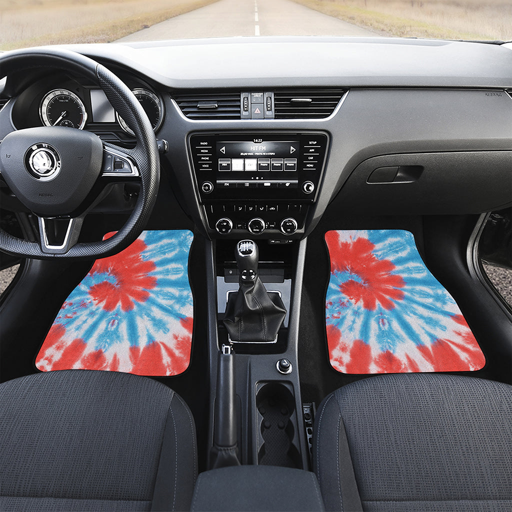 Orange And Blue Tie Dye Print Front and Back Car Floor Mats