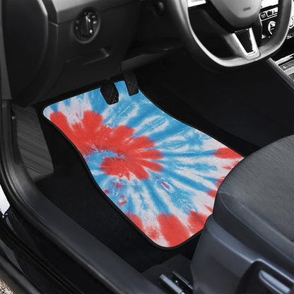 Orange And Blue Tie Dye Print Front and Back Car Floor Mats