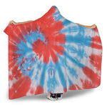 Orange And Blue Tie Dye Print Hooded Blanket
