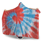 Orange And Blue Tie Dye Print Hooded Blanket