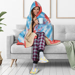 Orange And Blue Tie Dye Print Hooded Blanket