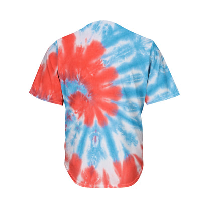 Orange And Blue Tie Dye Print Men's Baseball Jersey