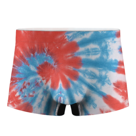 Orange And Blue Tie Dye Print Men's Boxer Briefs