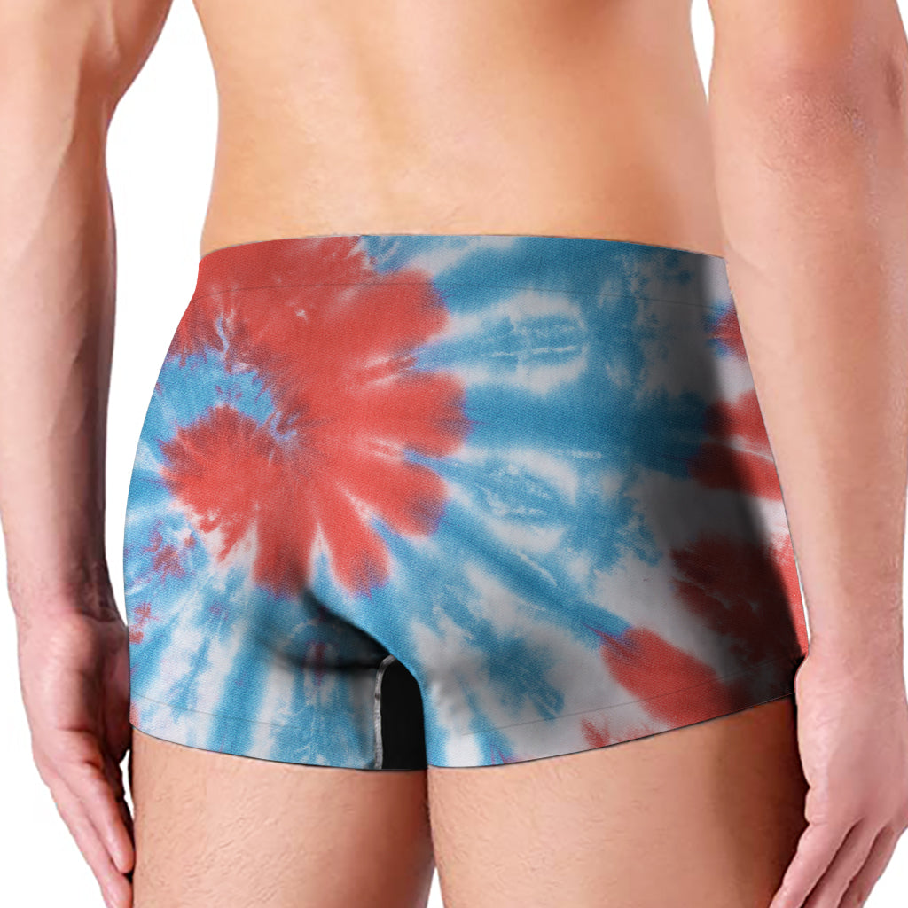 Orange And Blue Tie Dye Print Men's Boxer Briefs