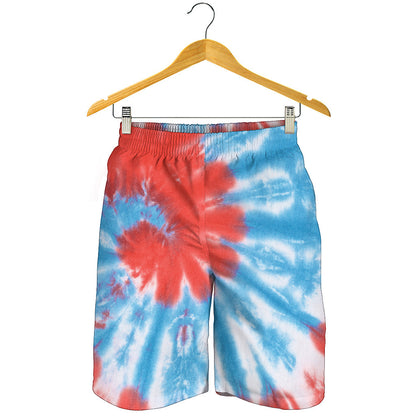 Orange And Blue Tie Dye Print Men's Shorts