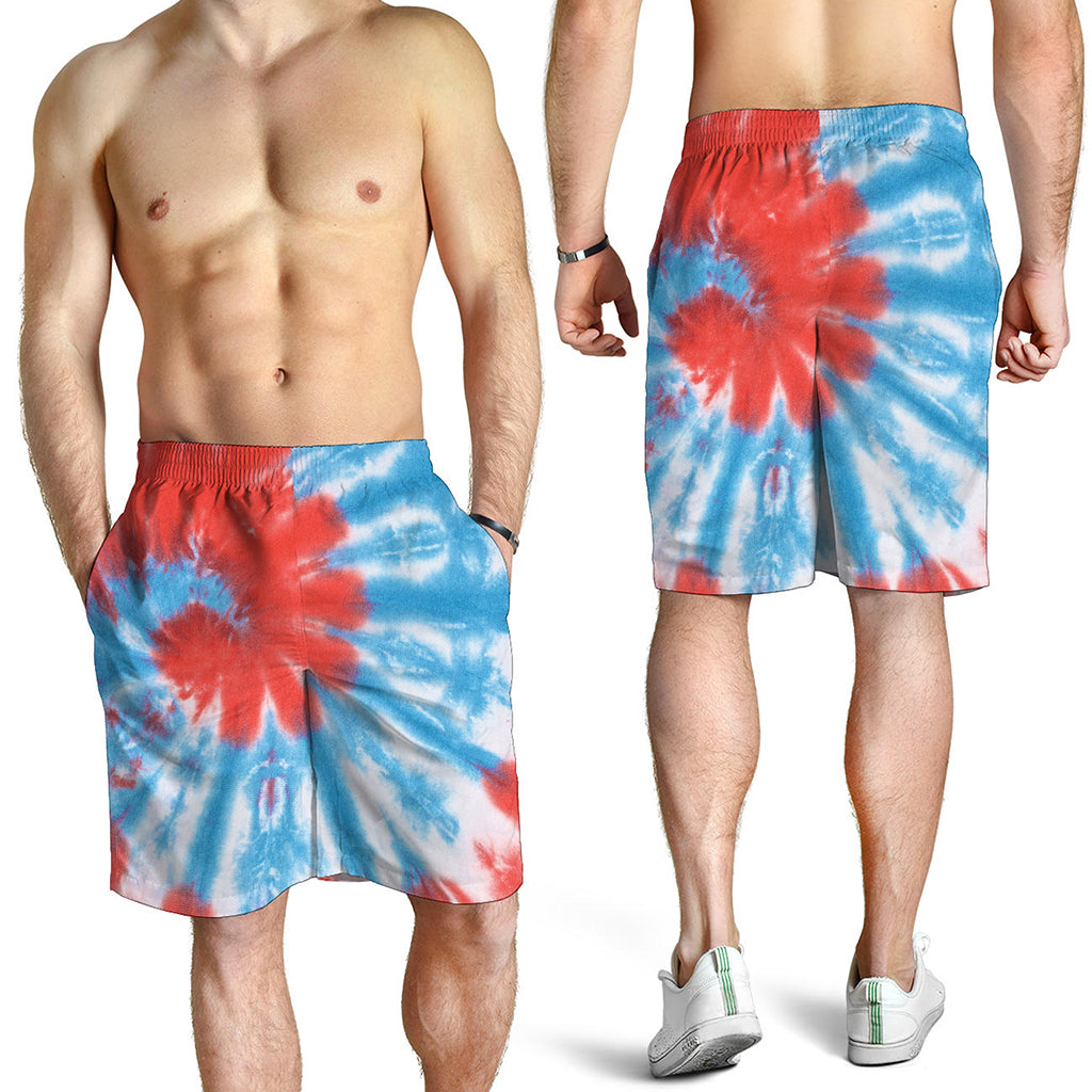 Orange And Blue Tie Dye Print Men's Shorts