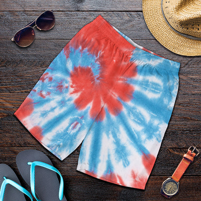 Orange And Blue Tie Dye Print Men's Shorts