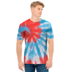 Orange And Blue Tie Dye Print Men's T-Shirt