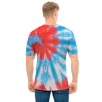 Orange And Blue Tie Dye Print Men's T-Shirt
