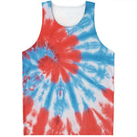 Orange And Blue Tie Dye Print Men's Tank Top