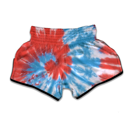 Orange And Blue Tie Dye Print Muay Thai Boxing Shorts