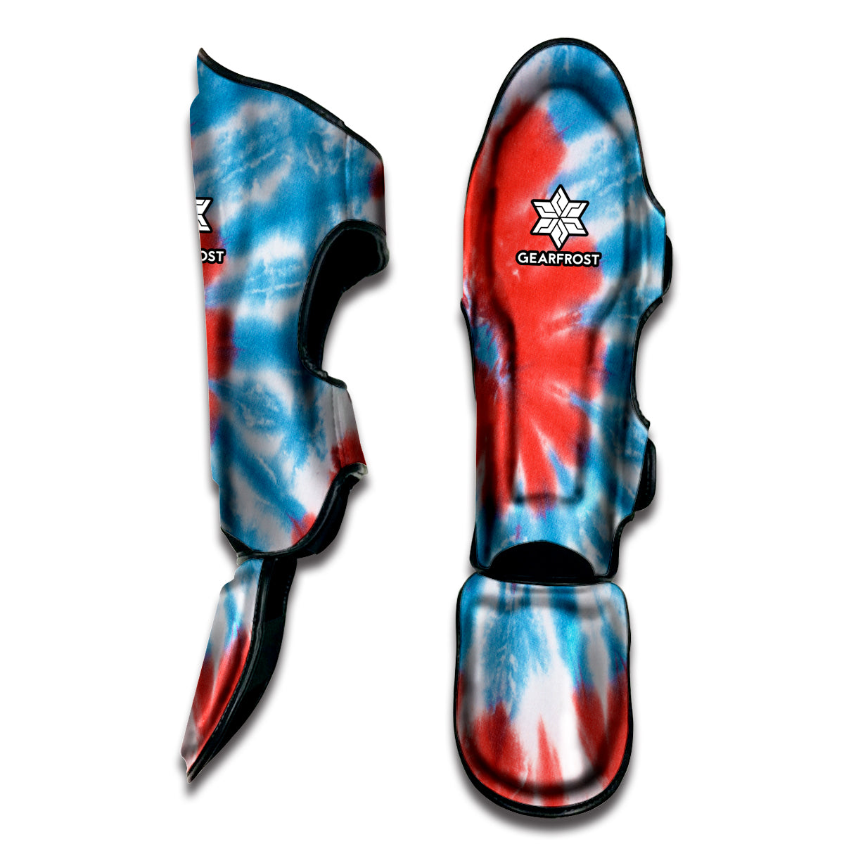Orange And Blue Tie Dye Print Muay Thai Shin Guard
