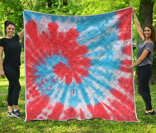 Orange And Blue Tie Dye Print Quilt