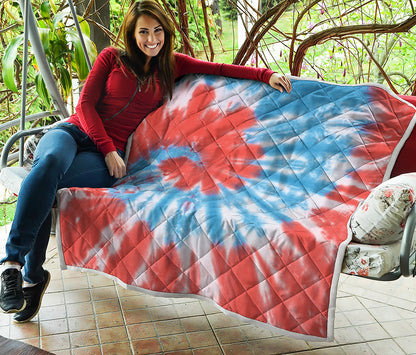 Orange And Blue Tie Dye Print Quilt