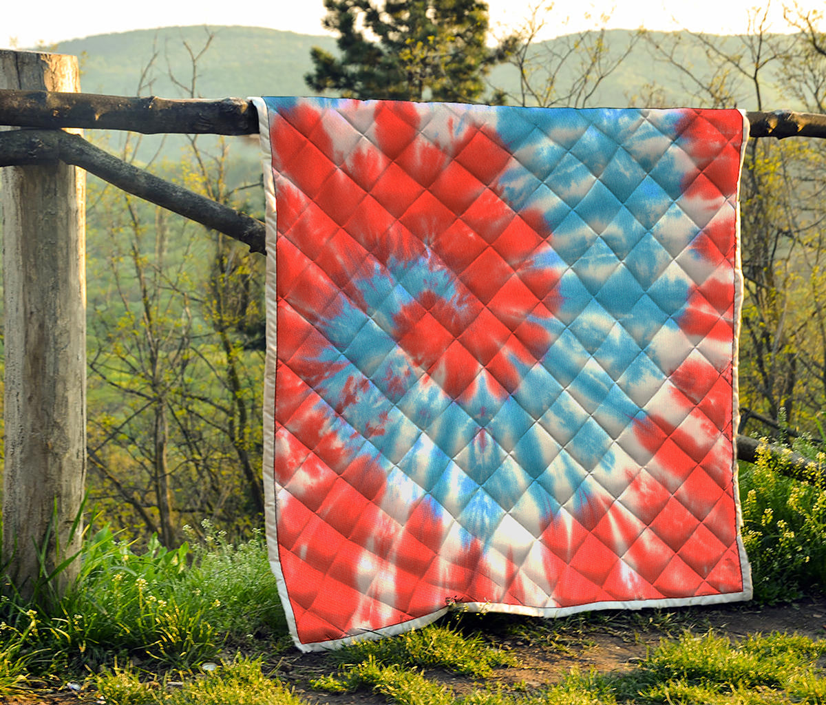 Orange And Blue Tie Dye Print Quilt