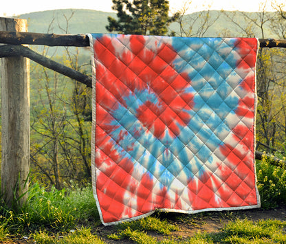 Orange And Blue Tie Dye Print Quilt