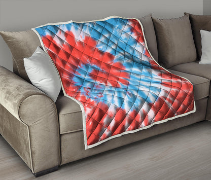 Orange And Blue Tie Dye Print Quilt
