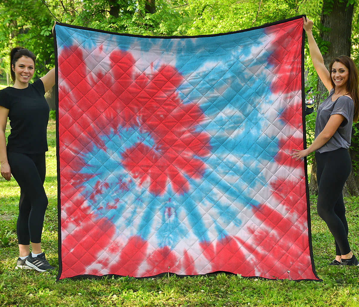 Orange And Blue Tie Dye Print Quilt