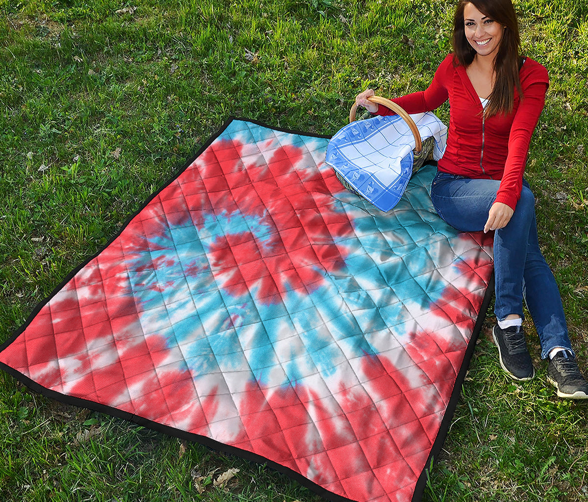 Orange And Blue Tie Dye Print Quilt