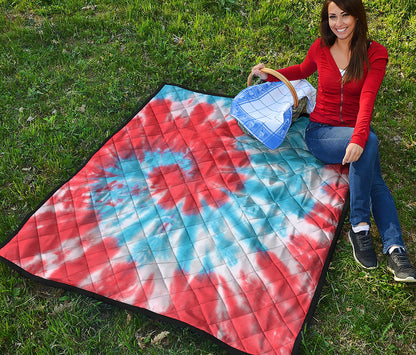 Orange And Blue Tie Dye Print Quilt