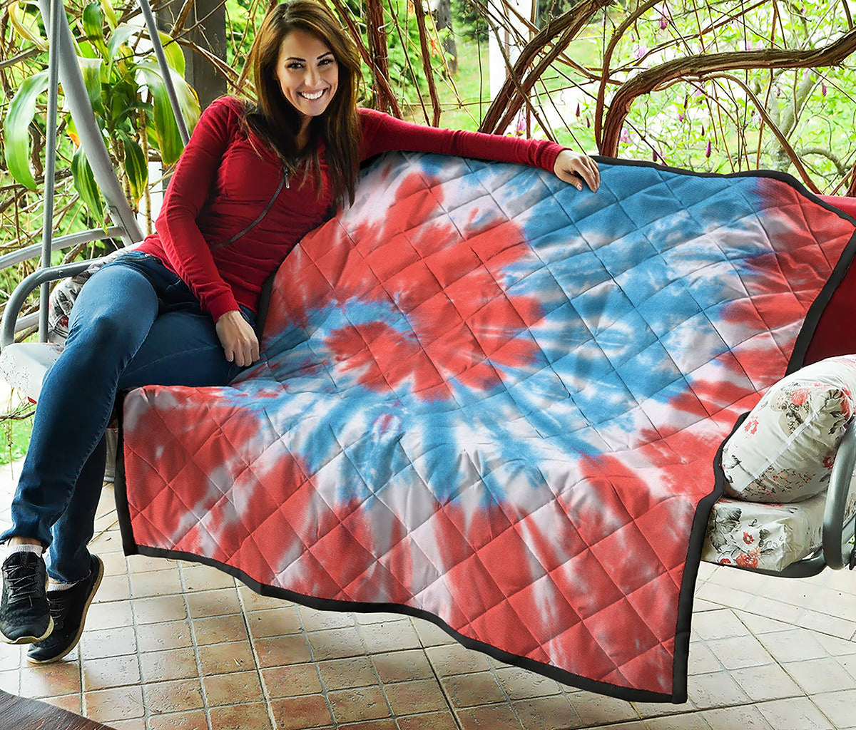 Orange And Blue Tie Dye Print Quilt
