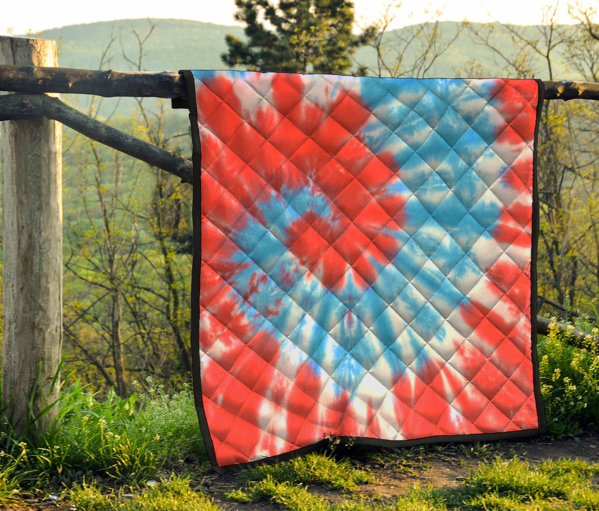Orange And Blue Tie Dye Print Quilt