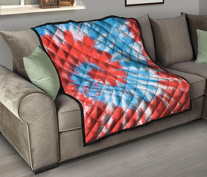 Orange And Blue Tie Dye Print Quilt
