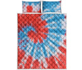 Orange And Blue Tie Dye Print Quilt Bed Set