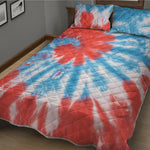 Orange And Blue Tie Dye Print Quilt Bed Set