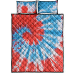 Orange And Blue Tie Dye Print Quilt Bed Set