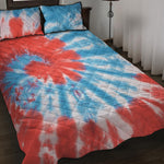 Orange And Blue Tie Dye Print Quilt Bed Set